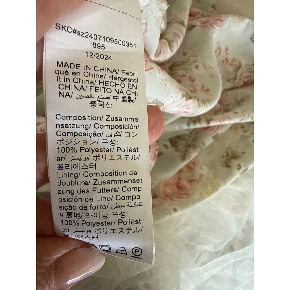 Milkmaid Cottagecore Basque Waist Floral Dress Size M Romantic Victorian Pastel - Picture 8 of 9